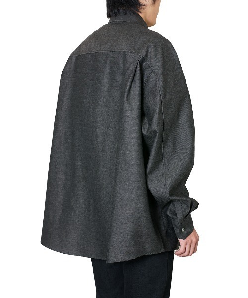 Name.（ネーム）の「【Name.】オフスケールウールフライフロントシャツ/NMSH-20AW-003（シャツ/ブラウス・メンズ・ブラック/ダークグレー・1/2/0）」の6枚目の写真