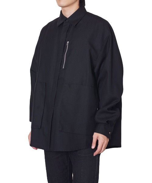 Name.（ネーム）の「【Name.】オフスケールウールフライフロントシャツ/NMSH-20AW-003（シャツ/ブラウス・メンズ・ブラック/ダークグレー・1/2/0）」の9枚目の写真