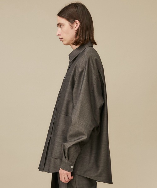 Name.（ネーム）の「【Name.】オフスケールウールフライフロントシャツ/NMSH-20AW-003（シャツ/ブラウス・メンズ・ブラック/ダークグレー・1/2/0）」の15枚目の写真