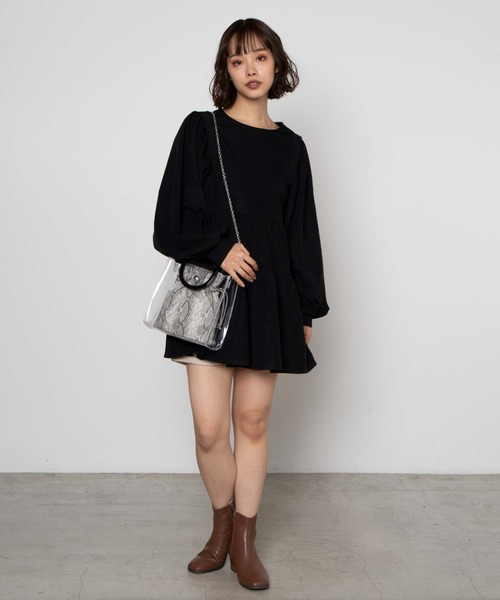 WEGO(ウィゴー)の「WEGO/ティアードチュニックワンピース(ワンピース・レディース・ブラック/アイボリー・FREE)」の7枚目の写真