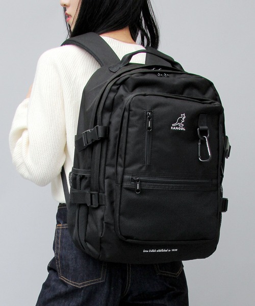 カラビナ付き 大容量 フロントポケット バックパック（バックパック