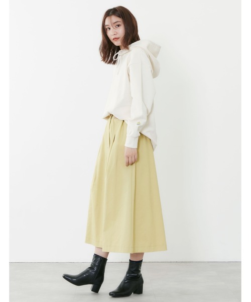 POU DOU DOU（プードゥドゥ）の「ウエストリブ使いタックスカート（スカート・レディース・インディゴブルー/イエロー/カーキ/キナリ・3）」の16枚目の写真