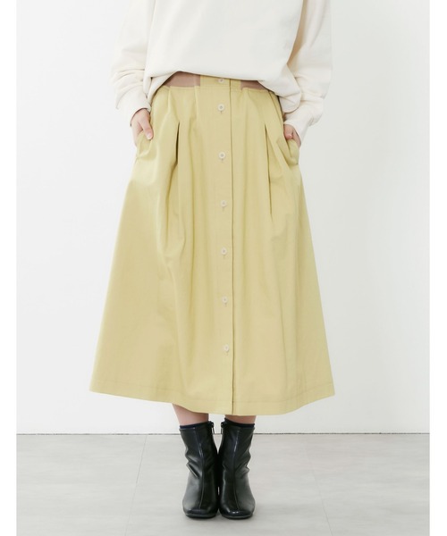 POU DOU DOU（プードゥドゥ）の「ウエストリブ使いタックスカート（スカート・レディース・インディゴブルー/イエロー/カーキ/キナリ・3）」の17枚目の写真