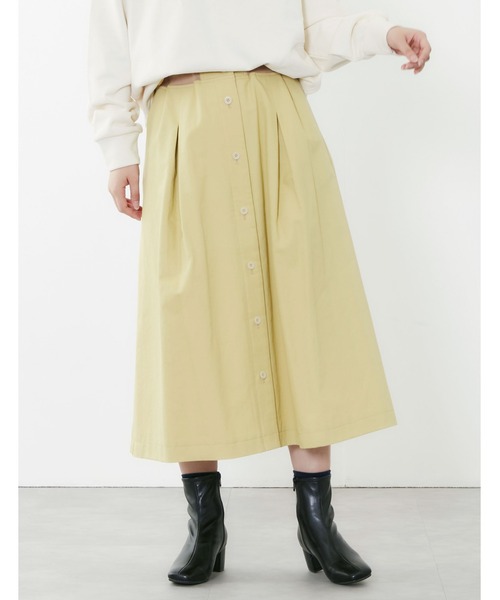 POU DOU DOU（プードゥドゥ）の「ウエストリブ使いタックスカート（スカート・レディース・インディゴブルー/イエロー/カーキ/キナリ・3）」の18枚目の写真