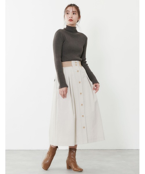 POU DOU DOU（プードゥドゥ）の「ウエストリブ使いタックスカート（スカート・レディース・インディゴブルー/イエロー/カーキ/キナリ・3）」の20枚目の写真