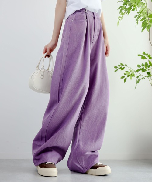 aimoha（アイモハ）の「2WAYデザインジーンズデニム深めのウエストタックハイウエストデニムパンツ（デニムパンツ・レディース・ホワイト/ネイビー/イエロー/ブルー/ピンク/ブラック/ライトブルー/スモークピンク/ブラウン/レッド/グリーン/ベージュ/パープル/ライトグリーン/ダークブルー/ダークグリーン/ダークグレー・X-SMALL/SMALL/MEDIUM/LARGE/X-LARGE）」の13枚目の写真