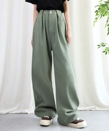 aimoha（アイモハ）の「2WAYデザインジーンズデニム深めのウエストタックハイウエストデニムパンツ（デニムパンツ）」