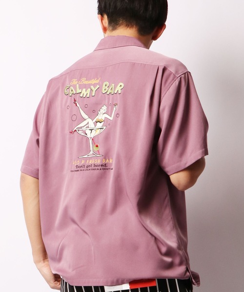 POWER TO THE PEOPLE(パワートゥーザピープル)の「POWER TO THE PEOPLE 刺繍開襟とろみシャツ(シャツ/ブラウス・メンズ・ブラック/パープル/ピンク/オレンジ/ブルー/アイボリー/ミント/ホワイト系その他/ブラック系その他/グリーン系その他/ダークブルー/ホワイト系その他2・LL/S/M/L)」の11枚目の写真
