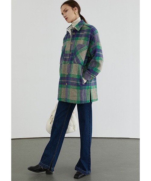 【Fano Studios】Shadow check oversized shirt jacket FD20W260
