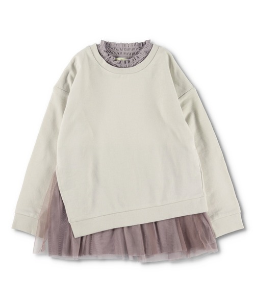 BRANSHES（ブランシェス）の「裾チュールトレーナー（スウェット・キッズ・ライトベージュ/ピンク・100cm/110cm/120cm/90cm/150cm/140cm/130cm）」の2枚目の写真