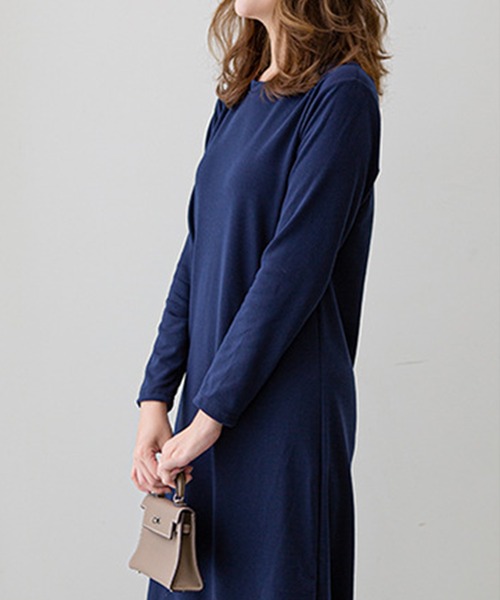 DAYRA(デイラ)の「薄手 ロング丈ワンピース 長袖 無地(ワンピース・レディース・ブラック/グリーン/ネイビー/モカ/ブラウン・XL/M)」の13枚目の写真