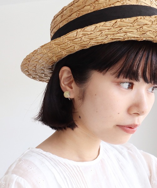 bulle de savon(ビュルデサボン)の「樹脂/貝のつぶつぶ マーブルイヤリング(イヤリング・レディース・イエロー/ピンク・FREE)」の1枚目の写真