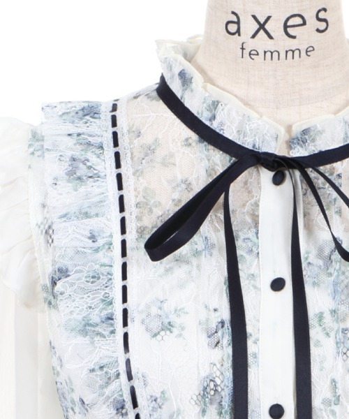 axes femme(アクシーズファム)の「フラワープリントレースOP(ワンピース・レディース・ピンク/ラベンダー/キナリ・MEDIUM)」の8枚目の写真