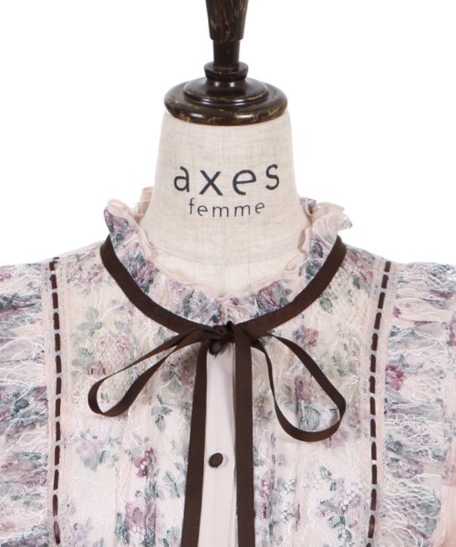 axes femme(アクシーズファム)の「フラワープリントレースOP(ワンピース・レディース・ピンク/ラベンダー/キナリ・MEDIUM)」の7枚目の写真