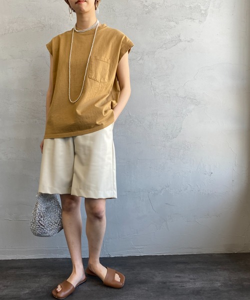 Healthknit（ヘルスニット）の「[HEALTHKNIT/ヘルスニット] アメリカンジャージー クルーネックポケットノースリーブTシャツ（Tシャツ/カットソー・レディース・ブラウン/ネイビー・F）」の10枚目の写真