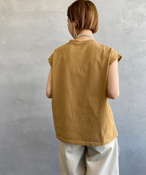 Healthknit（ヘルスニット）の「[HEALTHKNIT/ヘルスニット] アメリカンジャージー クルーネックポケットノースリーブTシャツ（Tシャツ/カットソー・レディース・ブラウン/ネイビー・F）」の12枚目の写真