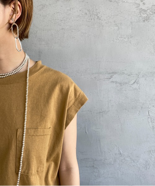 Healthknit（ヘルスニット）の「[HEALTHKNIT/ヘルスニット] アメリカンジャージー クルーネックポケットノースリーブTシャツ（Tシャツ/カットソー・レディース・ブラウン/ネイビー・F）」の13枚目の写真