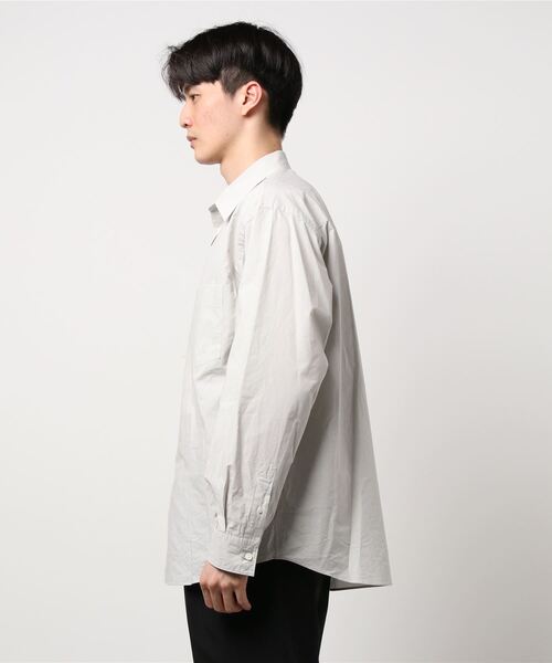 Morris & Sons（モリスアンドサンズ）の「【MORRIS & SONS】長袖レギュラーカラーシャツ PSW MEN（シャツ/ブラウス・メンズ・ライトグレー/カーキ・1/2/3）」の4枚目の写真