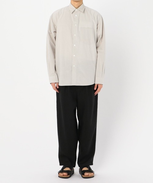 Morris & Sons（モリスアンドサンズ）の「【MORRIS & SONS】長袖レギュラーカラーシャツ PSW MEN（シャツ/ブラウス・メンズ・ライトグレー/カーキ・1/2/3）」の5枚目の写真