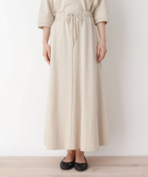 pink adobe（ピンクアドベ）の「◆【M-LL】ミニ裏毛マキシスカート（スカート・レディース・チャコールグレー/ライトベージュ/ライトグリーン・40/38/42）」の6枚目の写真