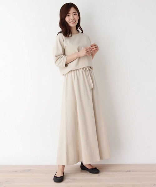 pink adobe（ピンクアドベ）の「◆【M-LL】ミニ裏毛マキシスカート（スカート・レディース・チャコールグレー/ライトベージュ/ライトグリーン・40/38/42）」の9枚目の写真