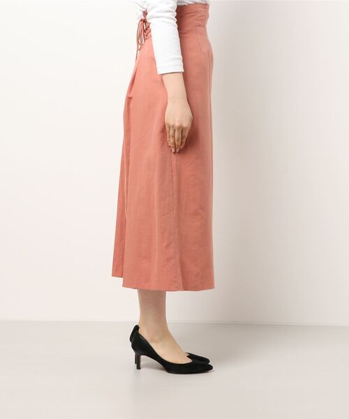 N.（N. Natural Beauty Basic）（エヌエヌナチュラルビューティーベーシック）の「【S Size Line】バックレースアップ麻混スカート（スカート・レディース・ホワイト/カーキ/ピンク・SMALL/MEDIUM）」の4枚目の写真