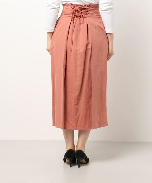 N.（N. Natural Beauty Basic）（エヌエヌナチュラルビューティーベーシック）の「【S Size Line】バックレースアップ麻混スカート（スカート・レディース・ホワイト/カーキ/ピンク・SMALL/MEDIUM）」の5枚目の写真