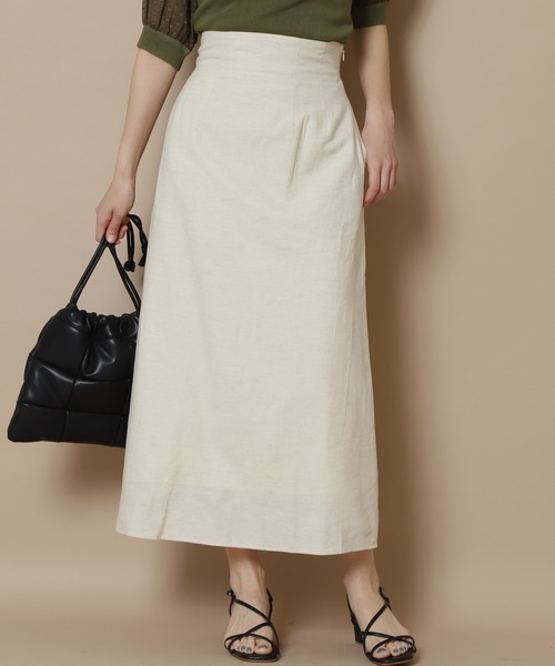 N.（N. Natural Beauty Basic）（エヌエヌナチュラルビューティーベーシック）の「【S Size Line】バックレースアップ麻混スカート（スカート・レディース・ホワイト/カーキ/ピンク・SMALL/MEDIUM）」の8枚目の写真