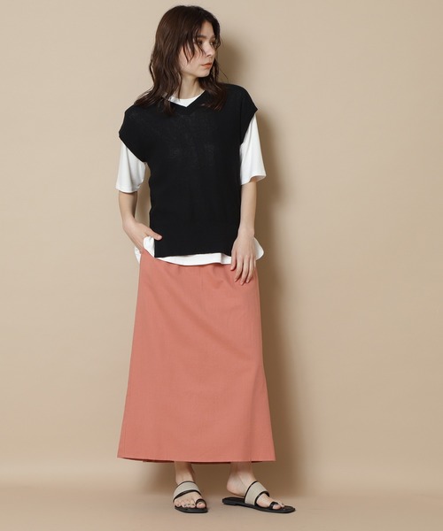 N.（N. Natural Beauty Basic）（エヌエヌナチュラルビューティーベーシック）の「【S Size Line】バックレースアップ麻混スカート（スカート・レディース・ホワイト/カーキ/ピンク・SMALL/MEDIUM）」の12枚目の写真