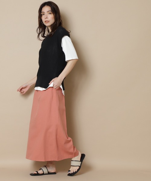 N.（N. Natural Beauty Basic）（エヌエヌナチュラルビューティーベーシック）の「【S Size Line】バックレースアップ麻混スカート（スカート・レディース・ホワイト/カーキ/ピンク・SMALL/MEDIUM）」の13枚目の写真