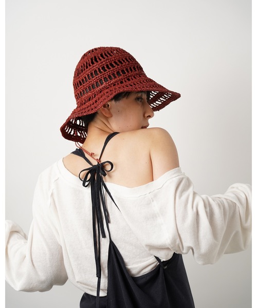 La Maison de Lyllis（メゾンドリリス）の「【La Maison de Lyllis】TULIP HAT /手編みハット ブリムワイヤー入り 2211037（ハット・レディース・オフホワイト/カーキ/キャメル/ワイン・FREE）」の20枚目の写真