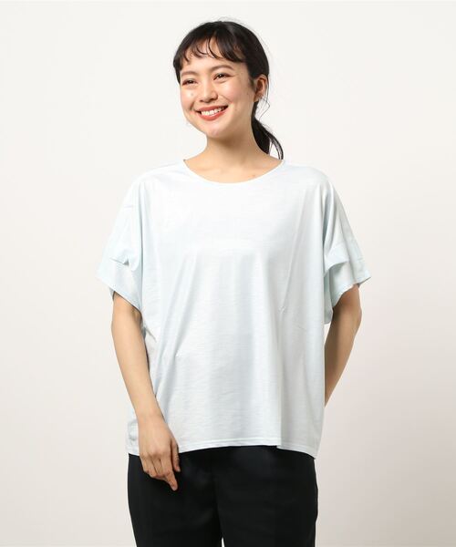 m.f.editorial（エムエフエディトリアル）の「エムエフエディトリアルレディース/m.f.editorial：Women ストレッチシフォン 半袖ドルマンプルオーバーTシャツ（Tシャツ/カットソー・レディース・ライトグレー/ホワイト/ライトグリーン・FREE）」の3枚目の写真