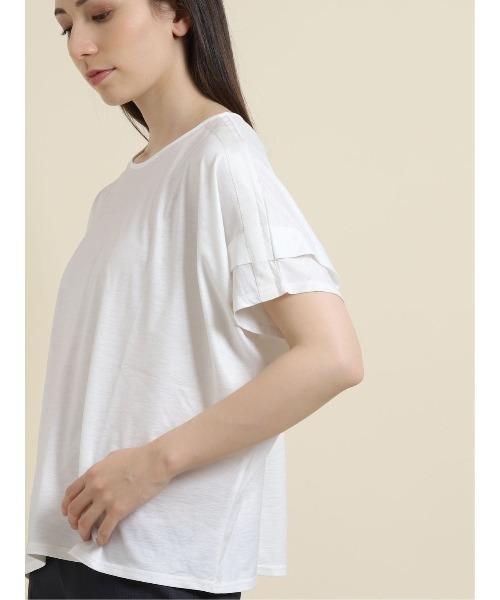 m.f.editorial（エムエフエディトリアル）の「エムエフエディトリアルレディース/m.f.editorial：Women ストレッチシフォン 半袖ドルマンプルオーバーTシャツ（Tシャツ/カットソー・レディース・ライトグレー/ホワイト/ライトグリーン・FREE）」の9枚目の写真