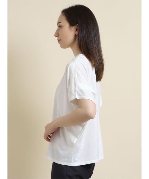 m.f.editorial（エムエフエディトリアル）の「エムエフエディトリアルレディース/m.f.editorial：Women ストレッチシフォン 半袖ドルマンプルオーバーTシャツ（Tシャツ/カットソー・レディース・ライトグレー/ホワイト/ライトグリーン・FREE）」の8枚目の写真