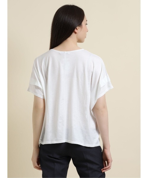 m.f.editorial（エムエフエディトリアル）の「エムエフエディトリアルレディース/m.f.editorial：Women ストレッチシフォン 半袖ドルマンプルオーバーTシャツ（Tシャツ/カットソー・レディース・ライトグレー/ホワイト/ライトグリーン・FREE）」の7枚目の写真