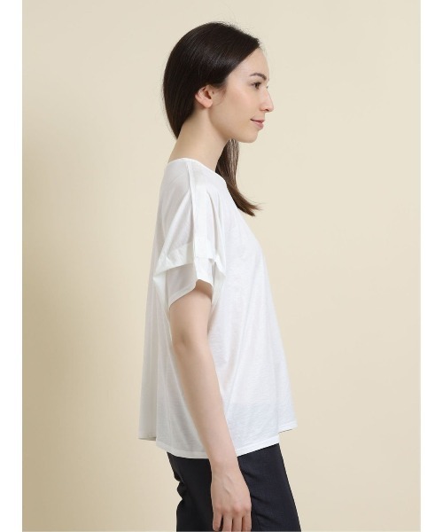 m.f.editorial（エムエフエディトリアル）の「エムエフエディトリアルレディース/m.f.editorial：Women ストレッチシフォン 半袖ドルマンプルオーバーTシャツ（Tシャツ/カットソー・レディース・ライトグレー/ホワイト/ライトグリーン・FREE）」の6枚目の写真