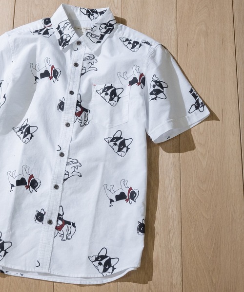 Candy Fantasy（キャンディーファンタジー）の「【a】オックス 総柄レギュラーカラー半袖シャツ（シャツ/ブラウス・メンズ・ホワイト/ベージュ/ネイビー/ブルー/ホワイト系その他/ベージュ系その他/ホワイト系その他2/ホワイト系その他4/ストライプ/ホワイト系その他3/ネイビー系1・MEDIUM/LARGE/X-LARGE）」の3枚目の写真