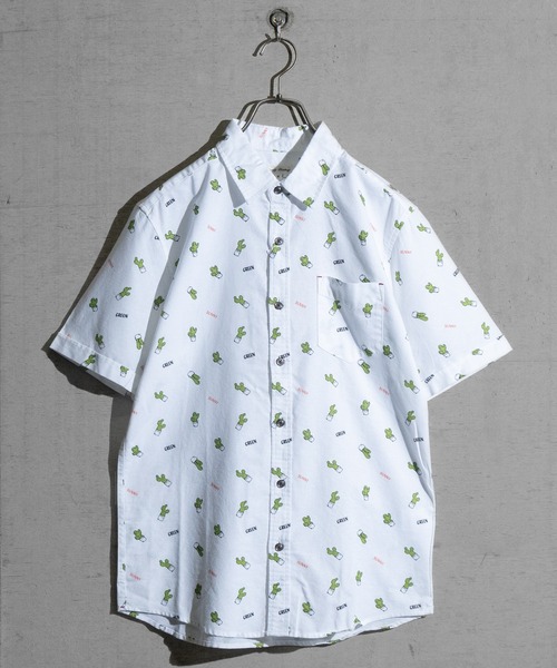 Candy Fantasy（キャンディーファンタジー）の「【a】オックス 総柄レギュラーカラー半袖シャツ（シャツ/ブラウス・メンズ・ホワイト/ベージュ/ネイビー/ブルー/ホワイト系その他/ベージュ系その他/ホワイト系その他2/ホワイト系その他4/ストライプ/ホワイト系その他3/ネイビー系1・MEDIUM/LARGE/X-LARGE）」の5枚目の写真