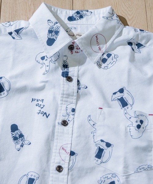 Candy Fantasy（キャンディーファンタジー）の「【a】オックス 総柄レギュラーカラー半袖シャツ（シャツ/ブラウス・メンズ・ホワイト/ベージュ/ネイビー/ブルー/ホワイト系その他/ベージュ系その他/ホワイト系その他2/ホワイト系その他4/ストライプ/ホワイト系その他3/ネイビー系1・MEDIUM/LARGE/X-LARGE）」の12枚目の写真