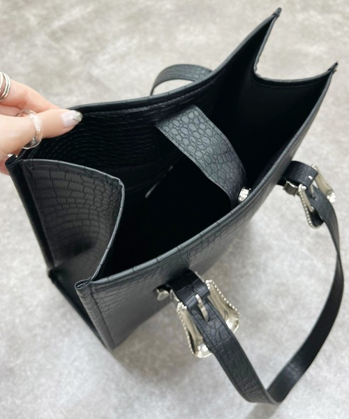 apres jour mignon（アプレジュールミニョン）の「バックルベルトスクエアバッグ 【ZOZOTOWN限定アイテム】（トートバッグ・レディース・ブラック系その他/ダークブラウン/ブラック・ONESIZE）」の10枚目の写真