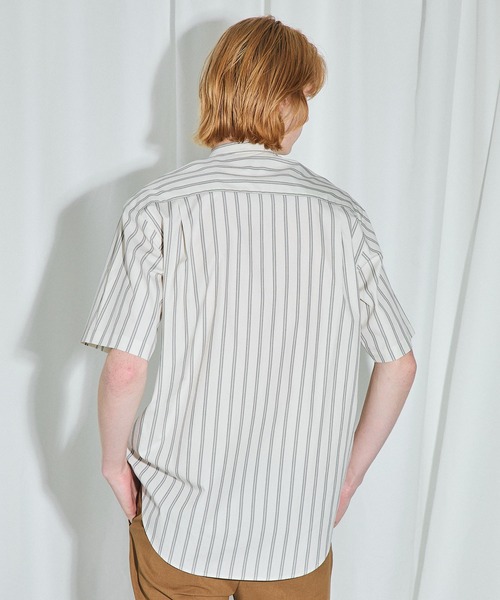 UNITED TOKYO（ユナイテッドトウキョウ）の「ストライプVネックショートスリーブシャツ（シャツ/ブラウス・メンズ・ブラック/オフホワイト/サックスブルー・1/2/3）」の17枚目の写真