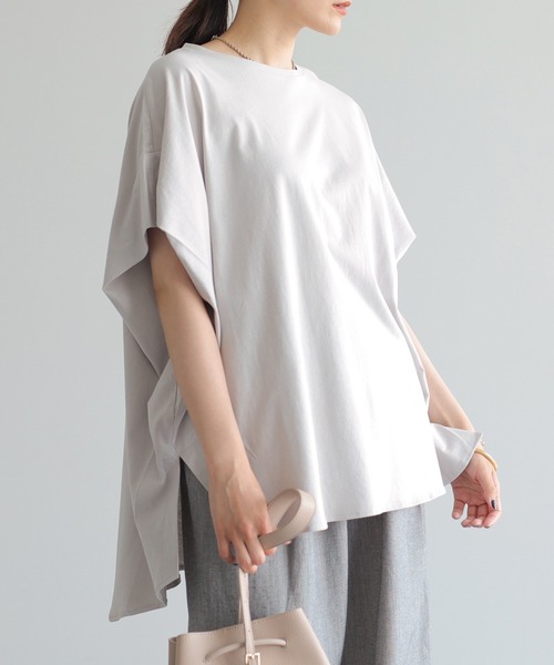 AMERICAN HOLIC(アメリカンホリック)の「変形ショートスリーブプルオーバー *〇(Tシャツ/カットソー・レディース・ライトグレー/ブラック/オフホワイト/サックスブルー/イエロー・M/L)」の3枚目の写真