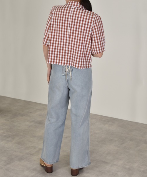 w closet（ダブルクローゼット）の「ギンガムショートジャケット（テーラードジャケット・レディース・レンガ/ブラック・FREE）」の22枚目の写真