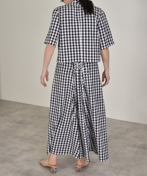 w closet（ダブルクローゼット）の「ギンガムショートジャケット（テーラードジャケット・レディース・レンガ/ブラック・FREE）」の13枚目の写真