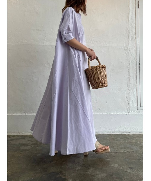 DAIS-Y(デイジー)の「バンドカラーシャツ フレアロングワンピース(シャツワンピース・レディース・ホワイト/ネイビー/ラベンダー・S/M)」の12枚目の写真