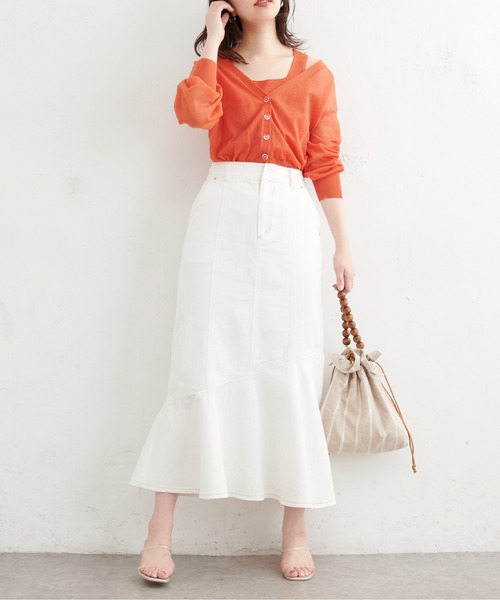 natural couture（ナチュラルクチュール）の「【WEB限定】アシメフレアデニムスカート（デニムスカート・レディース・オフホワイト/ブラウン/ブルー/インディゴブルー・FREE）」の8枚目の写真