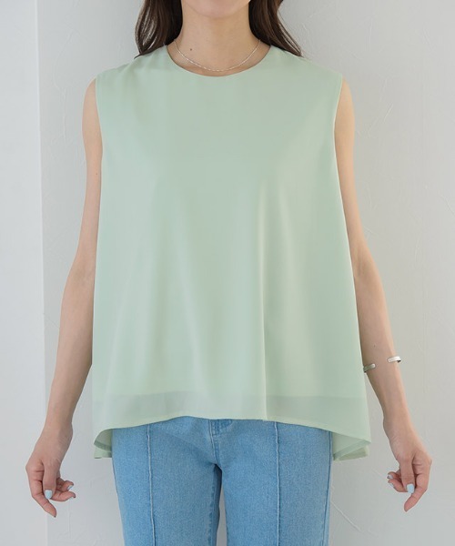 Pierrot（ピエロ）の「Aラインノースリーブブラウス（シャツ/ブラウス・レディース・ブラック/グレー/オフホワイト/ミント・M/L）」の21枚目の写真