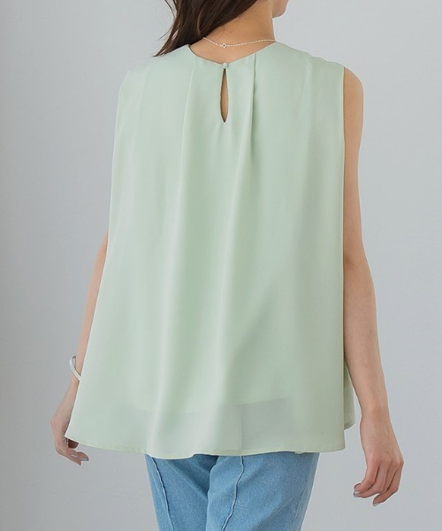 Pierrot（ピエロ）の「Aラインノースリーブブラウス（シャツ/ブラウス・レディース・ブラック/グレー/オフホワイト/ミント・M/L）」の10枚目の写真