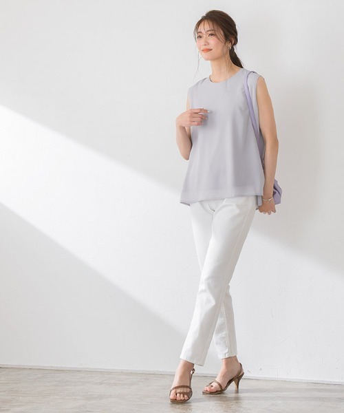 Pierrot（ピエロ）の「Aラインノースリーブブラウス（シャツ/ブラウス・レディース・ブラック/グレー/オフホワイト/ミント・M/L）」の19枚目の写真