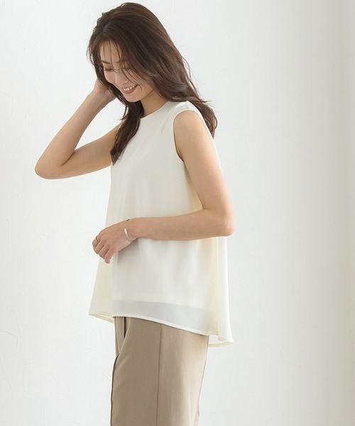 Pierrot（ピエロ）の「Aラインノースリーブブラウス（シャツ/ブラウス・レディース・ブラック/グレー/オフホワイト/ミント・M/L）」の5枚目の写真